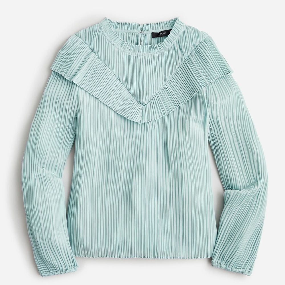 J.Crew Crinkle-chiffon V-detail top Size M